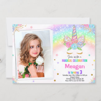 Foto Unicorn Einladung zum Geburtstag Magische Ein
