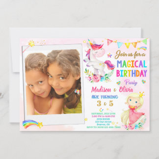 Foto Unicorn und Prinzessin Einladung zum Geburtst