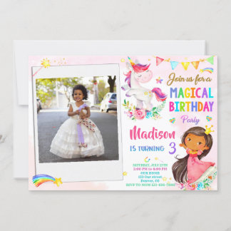 Foto Unicorn und Prinzessin Einladung zum Geburtst