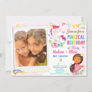 Foto Unicorn und Prinzessin Einladung zum Geburtst