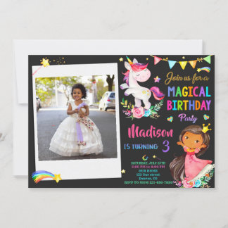 Foto Unicorn und Prinzessin Einladung zum Geburtst