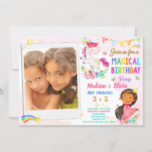 Foto Unicorn und Prinzessin Einladung zum Geburtst