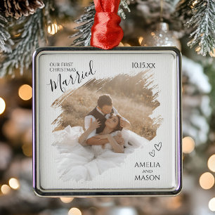 Foto Unser erstes Weihnachten zusammen Hochzeit Ornament Aus Metall