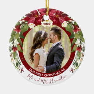 Foto Unsere 1. Weihnachtszeit Herr Poinsettia Flor Keramik Ornament