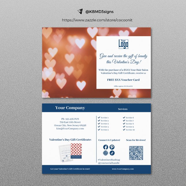 Foto Valentinstag Werbeaktion Blau Flyer (Photo Valentine's Day Promotion Blue White Flyer)
