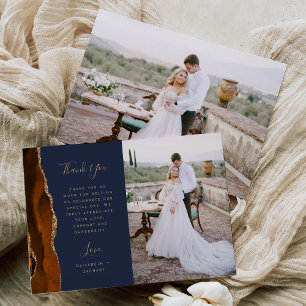 Foto Verbranntes Orange Achat Gold Schrift Navy Ho Dankeskarte
