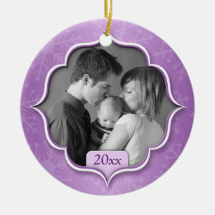 Foto-Verzierung der Familie lila 1. Weihnachts Keramikornament