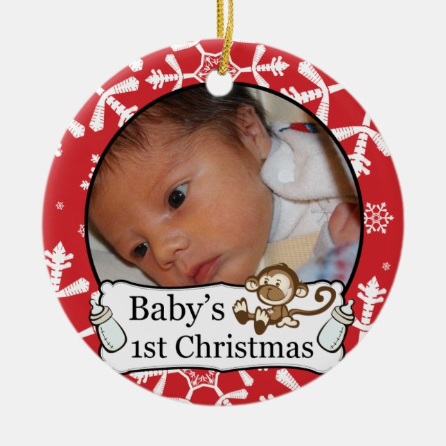 Foto-Verzierung des Babys 1. kundenspezifische Keramikornament (Vorne)