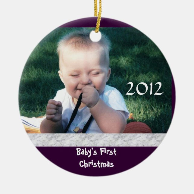 Foto-Verzierung des Babys erste Weihnachts Keramik Ornament (Vorne)