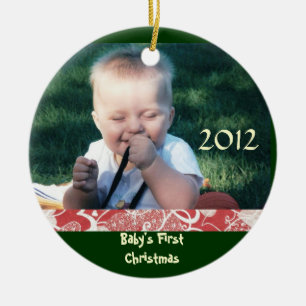 Foto-Verzierung des Babys erste Weihnachts Keramikornament