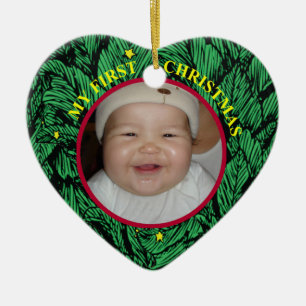 Foto-Verzierung des Babys erste Weihnachts Keramikornament