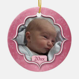 Foto-Verzierung des Babys rosa erstes Weihnachts Keramikornament