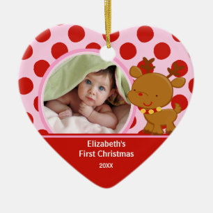 Foto-Verzierungs-Ren des Babys erstes Weihnachts Keramikornament