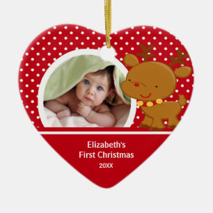 Foto-Verzierungs-Ren des Babys erstes Weihnachts Keramikornament