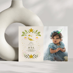 Foto Vintag Celestial Botanischer 1. Geburtstag Einladung