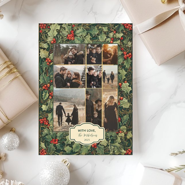 Foto Vintag Holly Christmas Feiertagskarte (Von Creator hochgeladen)