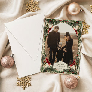Foto Vintage Amaryllis und Holly Weihnachten