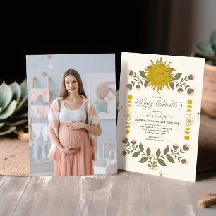 Foto Vintage Himmels Botanische Babyparty Einladung