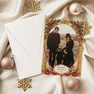 Foto Vintage-Stechpalme und Gold Weihnachten