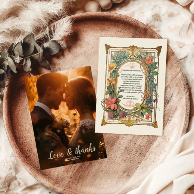 Foto Vintager Blumenstrauß Jugendstil Hochzeit Dankeskarte (Von Creator hochgeladen)