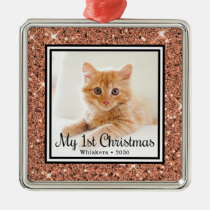 Foto vom 1. Weihnachten des Kätzchens Ornament Aus Metall