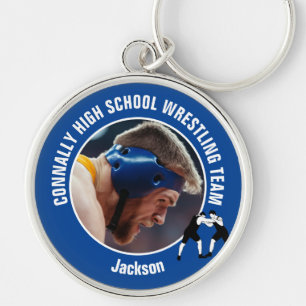 Foto vom blauen Wrestling-Team High School Wrestle Schlüsselanhänger