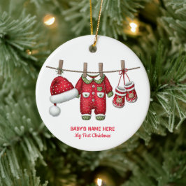 Foto vom ersten Weihnachten des Babys in Aquarell Keramik Ornament