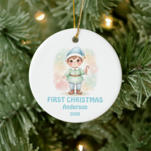 Foto vom ersten Weihnachten eines neugeborenen Bab Keramik Ornament