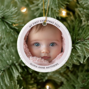 Foto vom ersten Weihnachts-Schneeflöckchen für Bab Keramik Ornament