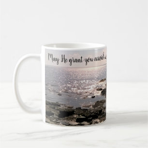Foto vom Ozean mit inspirierendem Bibelvers Kaffeetasse