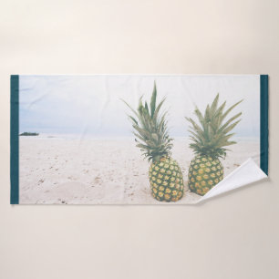 Foto von 2 Ananas am Strand Badhandtuch Set