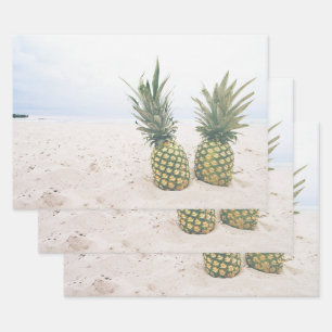 Foto von 2 Ananas am Strand Geschenkpapier Set