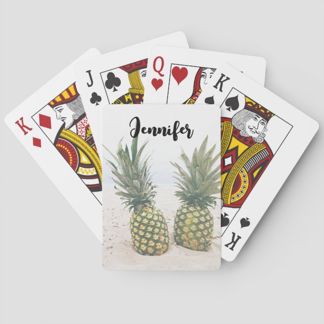 Foto von 2 Ananas am Strand Spielkarten (Rückseite)