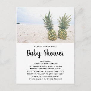 Foto von 2 Ananas auf einer Beach Baby Dusche Einladungspostkarte