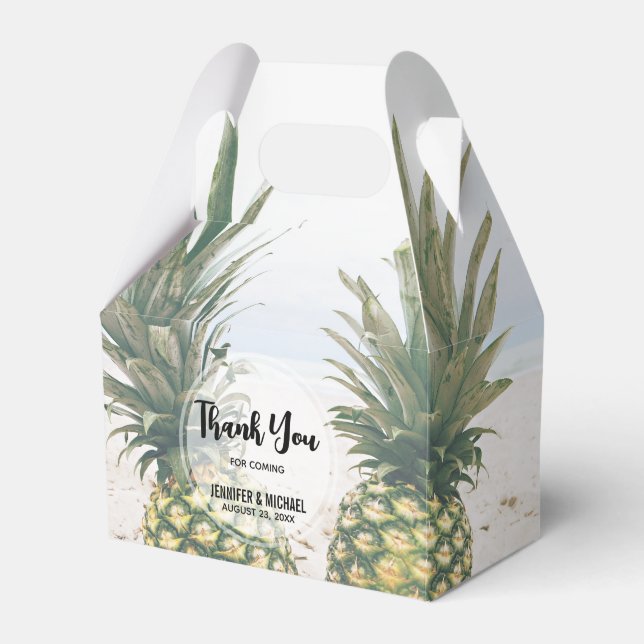 Foto von 2 Ananas auf einer Hochzeit am Strand Geschenkschachtel (Vorderseite)