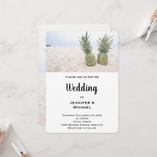 Foto von 2 Ananas auf einer Strandhochzeit Einladung