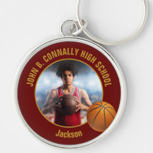 Foto von Basketballspieler in Maroon Gold Schlüsselanhänger