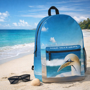 Foto von Basstölpel am Küstenstrand Bedruckter Rucksack