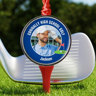 Foto von Blue Golfer High School Golfteam Ornament Aus Metall