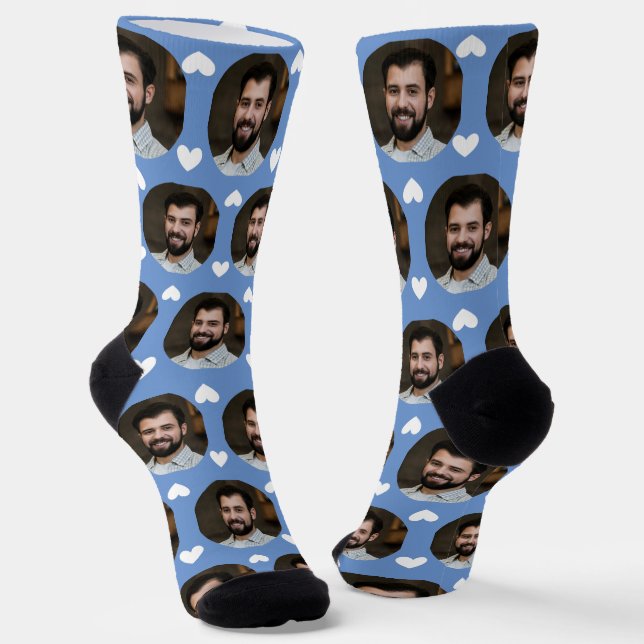 Foto von Boyfriend For Girlfriend Blue W Hearts Socken (Gewinkelt)