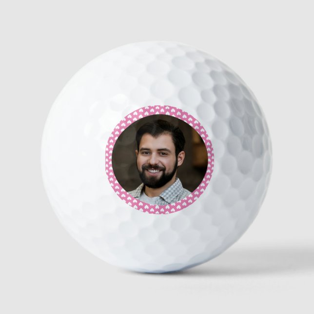 Foto von Boyfriend For Girlfriend Pink w Hearts Golfball (Vorderseite)