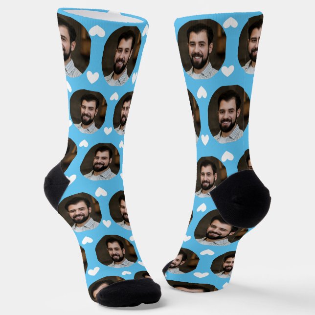 Foto von Boyfriend For Girlfriend w/Hearts Blue Socken (Gewinkelt)