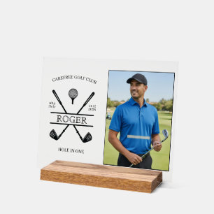 Foto von einem Golfer mit Hole In One Acrylschild