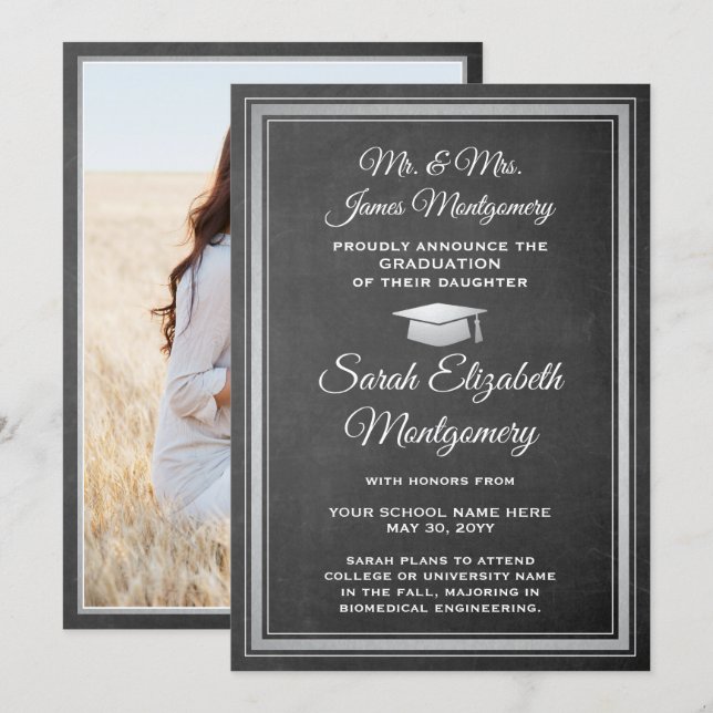 Foto von Eltern - Halbpension & Weißer Abschluss Ankündigung (Vorne/Hinten)