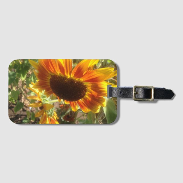Foto von gelben und orangefarbenen Sonnenblumen Gepäckanhänger (Vorderseite (Horizontal))