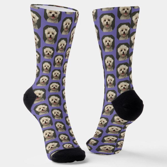 Foto von Haustieren auf dem Lavender Trendy Custom Socken (Gewinkelt)