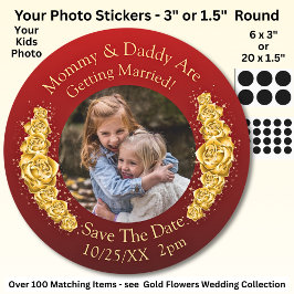 Foto von Ihren Kindern Mutter Vater heiratet Runder Aufkleber