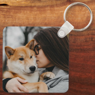 Foto von Mama und Hund Schlüsselanhänger