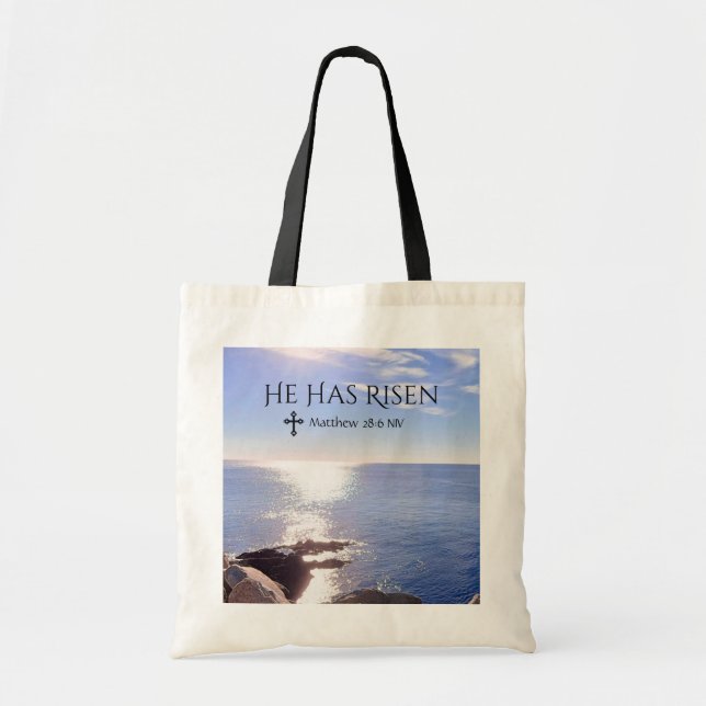 Foto von Ocean Christ hat Bibel Verse Ostern Tragetasche (Vorne)