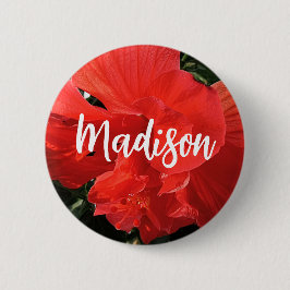 Foto von Orange Double Hibisken Individuelle Name Button